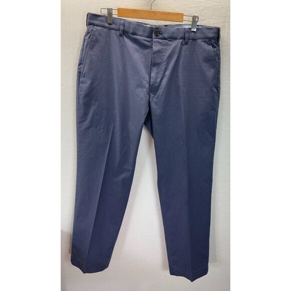 Brooks Brothers slacks Pants Mens 38x30 Clark Blue micro Plaid Stretch Career
